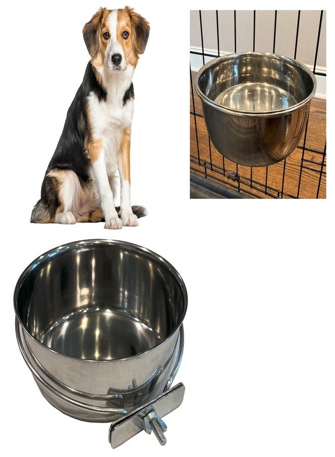 SPOT Coop Cup Bolt Clamp - Stainless Steel Hanging Bowl for Pet Crates, Easy Install, Chew-Proof, Removable Water/Kibble Bowl for Medium Dogs, Cats, Large Birds, Reptiles - 3.75 Cups (30 Oz) - Image 1